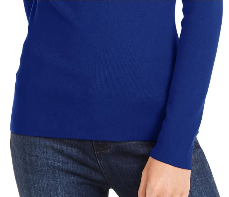 Suéter feminino com decote ombro a ombro da INC International Concepts, azul marinho, tamanho X-S