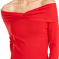 Suéter feminino com decote ombro a ombro da INC International Concepts, vermelho, tamanho X-S