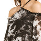 INC International Concepts Top Feminino Tie Dye com Ombros Descobertos Preto Tamanho X-S