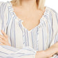 Blusa listrada feminina INC International Concepts Peasant, azul marinho, tamanho X-S