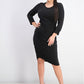 Vestido midi assimétrico com franzido feminino INC International Concepts, preto, tamanho grande
