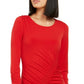 Vestido midi assimétrico com franzido INC International Concepts feminino, tamanho grande, vermelho
