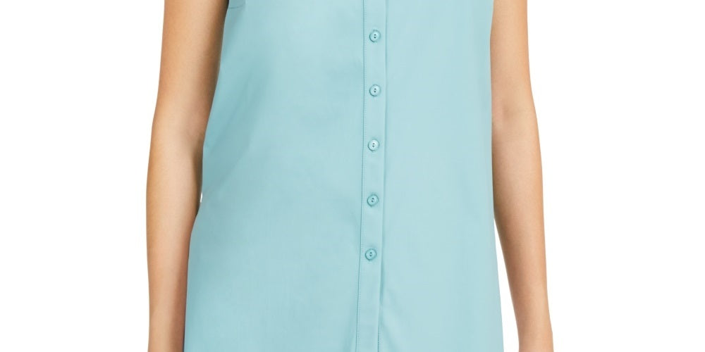 Túnica feminina Alfani sem mangas de malha com botões na frente, verde, tamanho XX-G