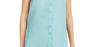 Túnica feminina Alfani sem mangas de malha com botões na frente, verde, tamanho XX-G