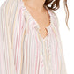 Blusa listrada feminina INC International Concepts Peasant rosa tamanho médio