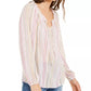 Blusa listrada feminina INC International Concepts Peasant rosa tamanho X-S