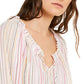 Blusa listrada feminina INC International Concepts Peasant rosa tamanho X-S