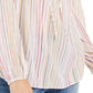 Blusa listrada feminina INC International Concepts Peasant rosa tamanho X-S