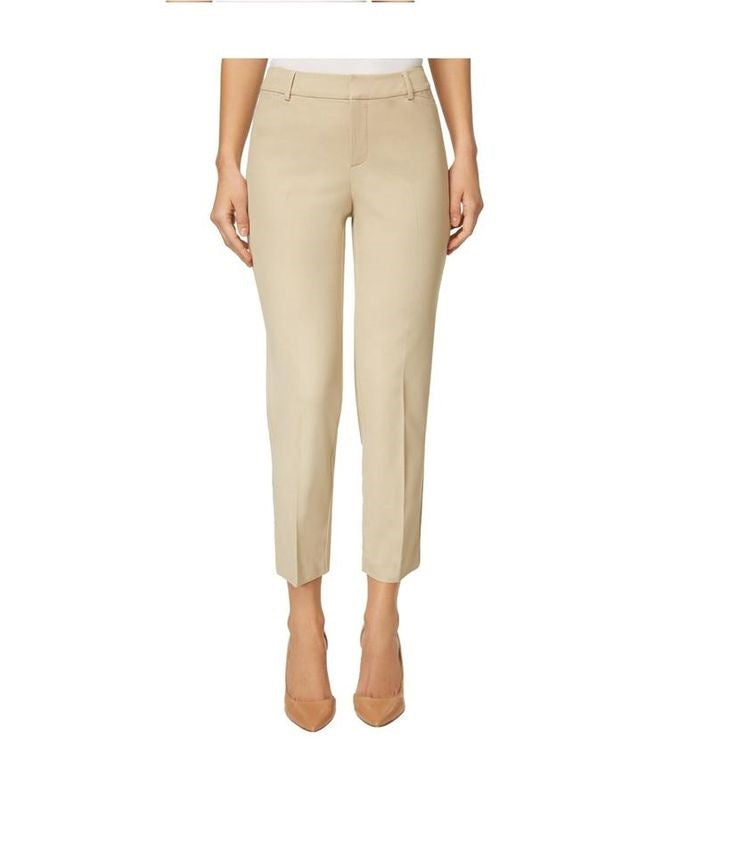 Calça feminina reta e cropped Charter Club, bege, tamanho 4