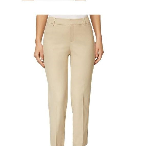 Calça feminina reta e cropped Charter Club, bege, tamanho 4
