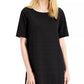 Blusa túnica longa canelada feminina Alfani, preta, tamanho X-G