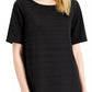 Blusa túnica longa canelada feminina Alfani, preta, tamanho X-G