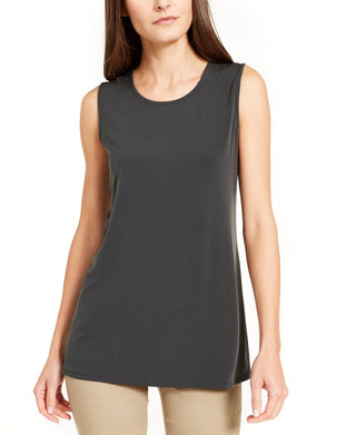 Blusa feminina Alfani com decote redondo e sem mangas, verde, tamanho grande