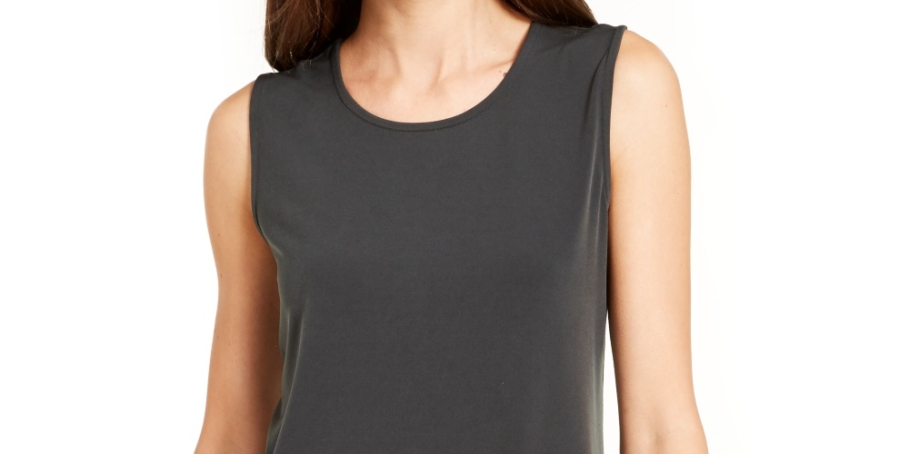 Blusa feminina Alfani com decote redondo e sem mangas, verde, tamanho grande