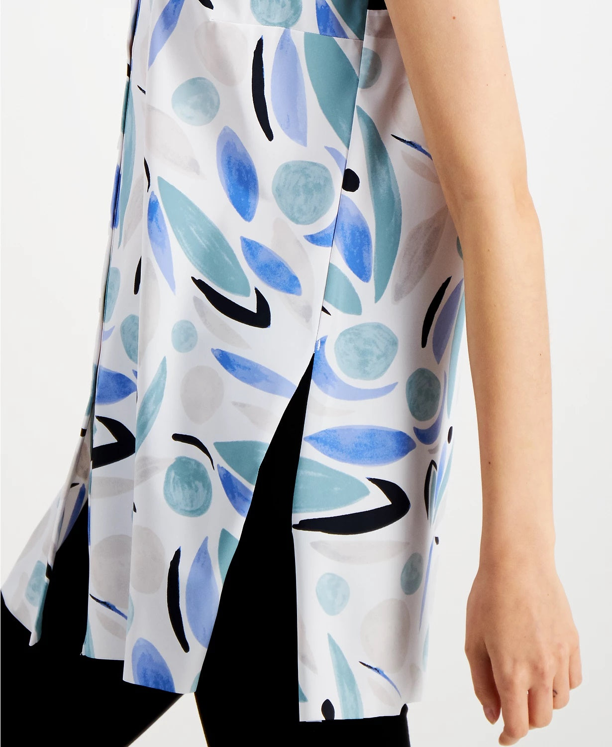 Blusa túnica sem mangas estampada feminina Alfani, azul marinho, tamanho pequeno