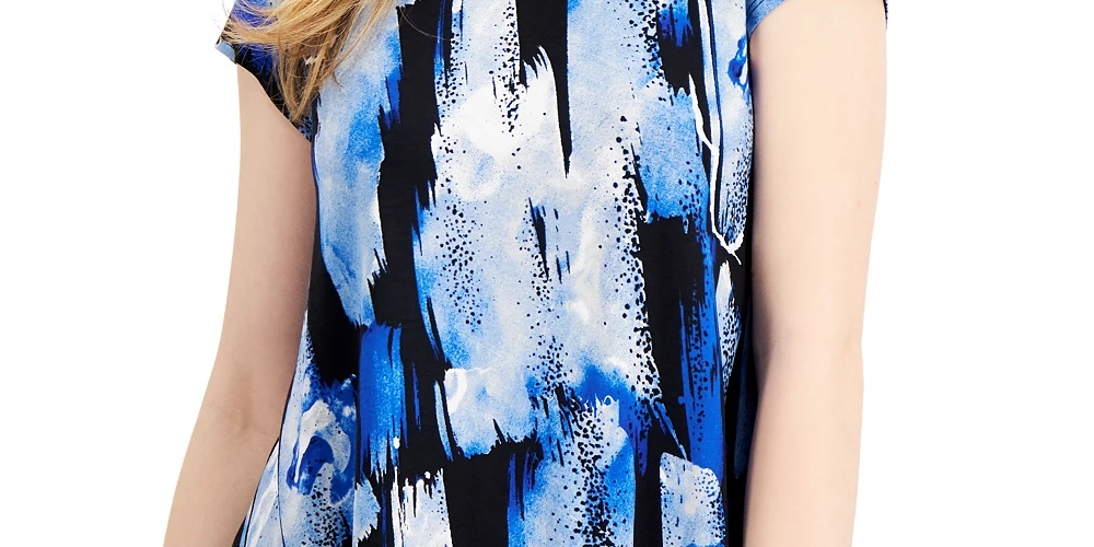 Camiseta feminina estampada Alfani preta tamanho pequeno