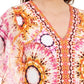Blusa feminina JM Collection com tachas e decote em V, cor rosa, tamanho médio