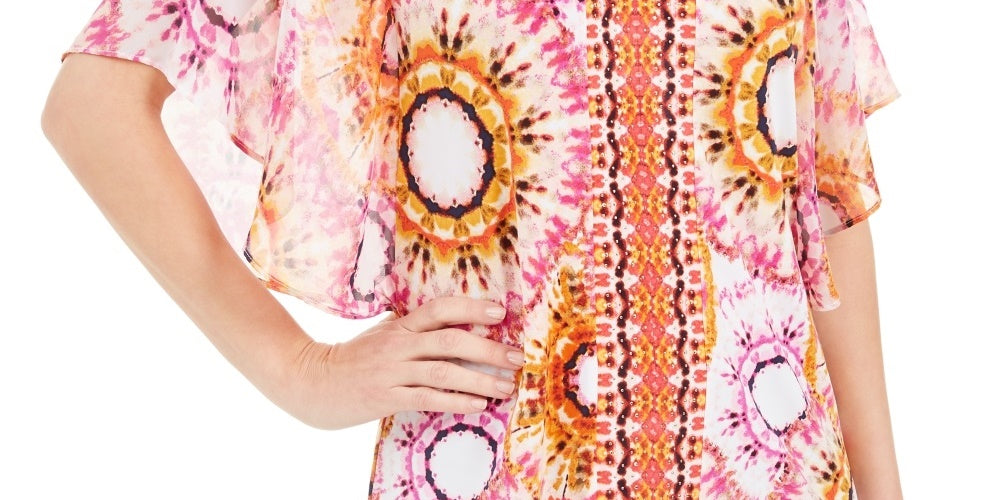 Blusa feminina JM Collection com tachas e decote em V, cor rosa, tamanho médio