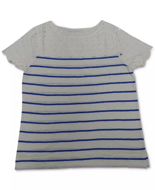Camiseta feminina listrada Charter Club azul tamanho XX-G