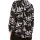 Top feminino estampado com decote aberto Charter Club, preto, tamanho X-S