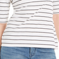 Blusa listrada de gola alta feminina Charter Club, branca, tamanho XX-G