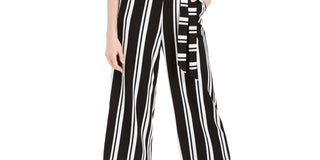 Charter Club Women's Striped Belted Jumpsuit Black Size Large