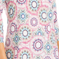 Blusa estampada em jacquard com manga 3/4 da coleção feminina JM, azul marinho, tamanho médio