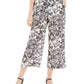 Calça Capri Feminina Estampada Perna Larga Charter Club Branca Tamanho X-S