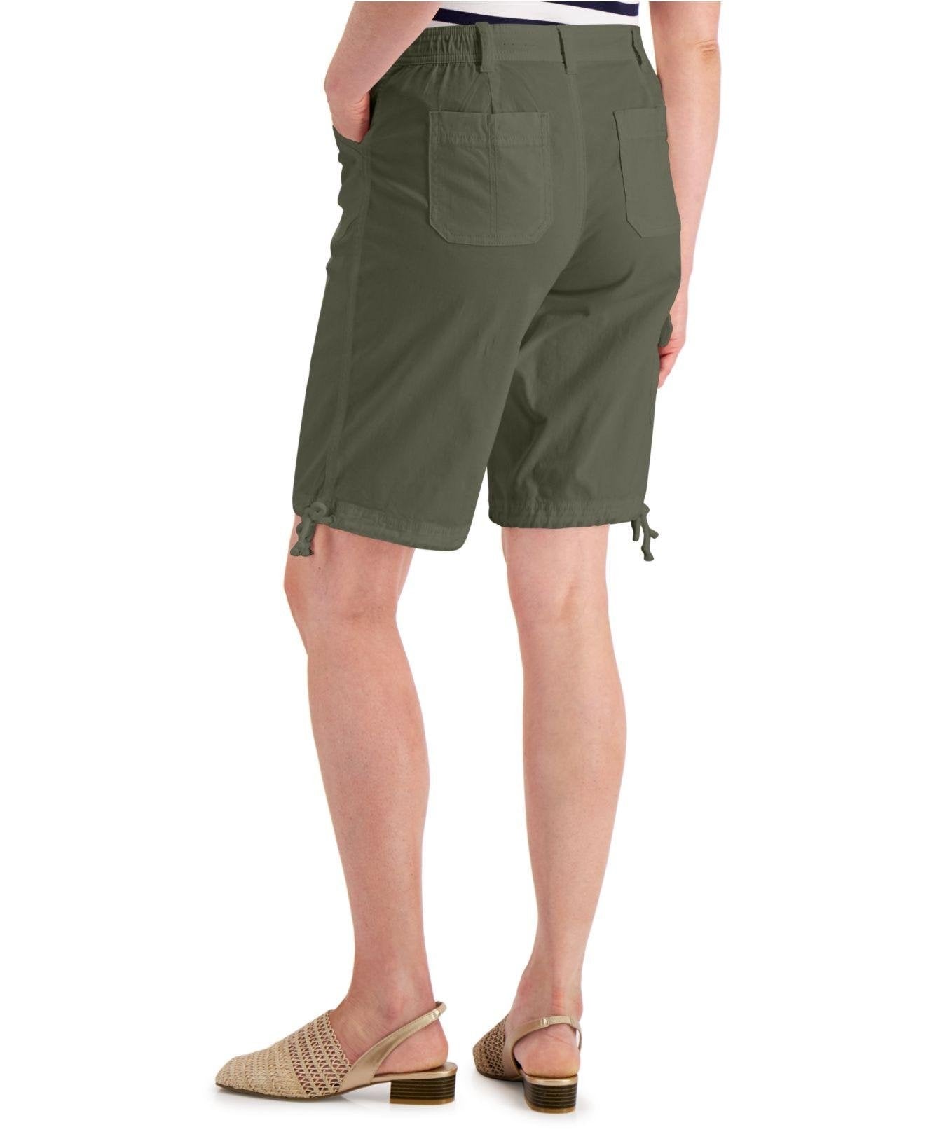 Shorts Karen Scott Feminino com Punhos Laçados e Cordão Verde Tamanho 6