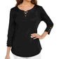 Camiseta feminina Karen Scott de algodão com cadarço, preta, tamanho pequeno