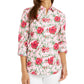Camisa feminina com estampa floral e botões Charter Club, rosa, tamanho médio
