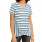 Blusa listrada com decote torcido e frente única feminina Style &amp; Co, azul escuro, tamanho pequeno