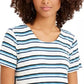 Blusa listrada com decote torcido e frente única feminina Style &amp; Co, azul escuro, tamanho pequeno