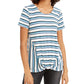 Blusa listrada com frente torcida feminina Style &amp; Co, azul, tamanho extragrande