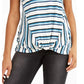 Blusa listrada com frente torcida feminina Style &amp; Co, azul, tamanho extragrande