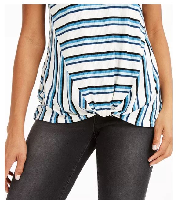 Blusa listrada com frente torcida feminina Style &amp; Co, azul, tamanho extragrande