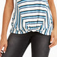 Blusa listrada com frente torcida feminina Style &amp; Co, azul, tamanho X-S