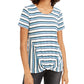 Blusa listrada com frente torcida feminina Style &amp; Co, azul, tamanho XX-G