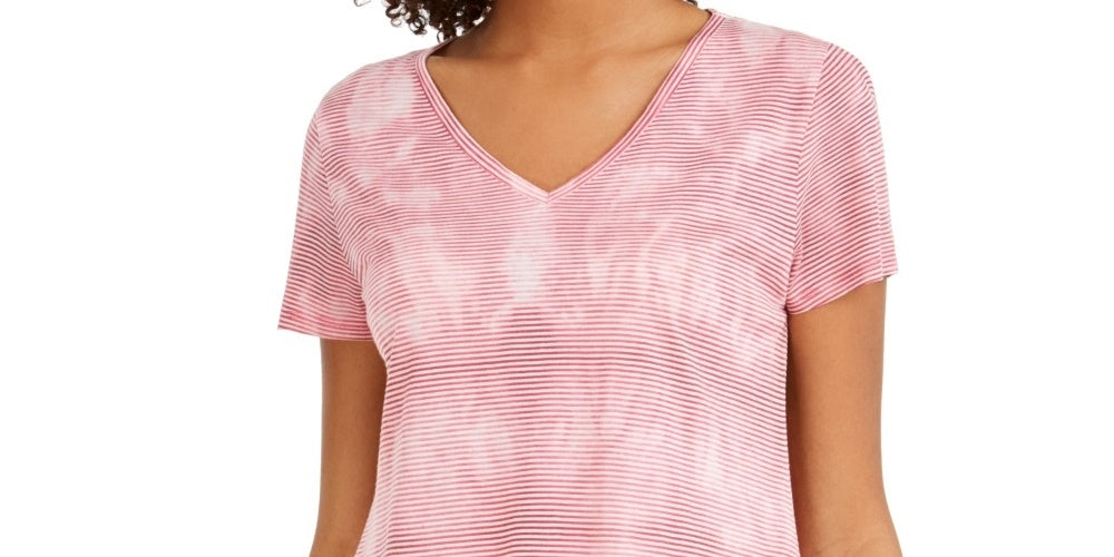 Blusa feminina estilo &amp; co, tingida, em mistura de linho, rosa, tamanho médio
