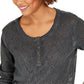 Top Henley de renda feminino Style &amp; Co, preto, tamanho médio