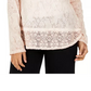 Top Henley de renda feminino Style &amp; Co, rosa, tamanho médio
