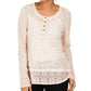 Top Henley de renda feminino Style &amp; Co, rosa, tamanho pequeno