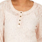 Top Henley de renda feminino Style &amp; Co, rosa, tamanho pequeno