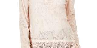 Top Henley de renda feminino Style &amp; Co, rosa, tamanho pequeno