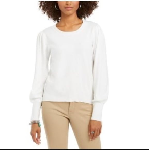 Blusa feminina estilo &amp; co com manga comprida, inverno, branca, tamanho grande