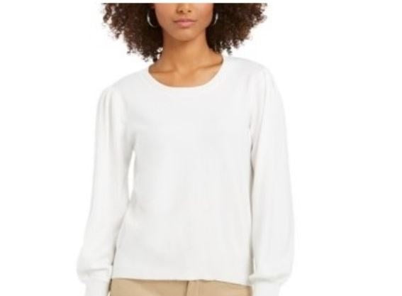 Blusa feminina estilo &amp; co com manga comprida, inverno, branca, tamanho grande