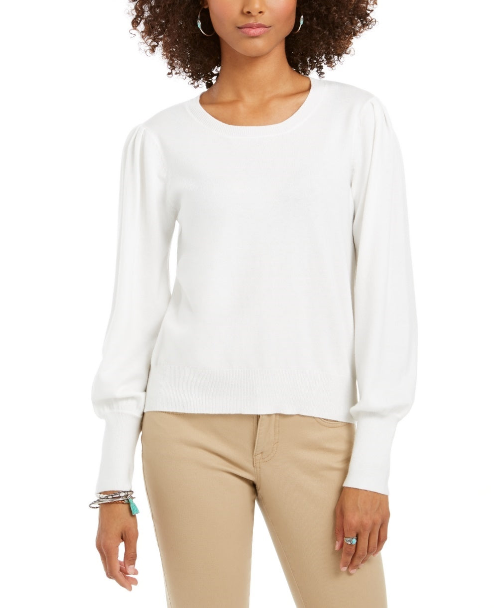 Blusa feminina estilo &amp; co com manga comprida e gola alta, branca, tamanho X-S