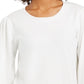 Blusa feminina estilo &amp; co com manga comprida e gola alta, branca, tamanho X-S