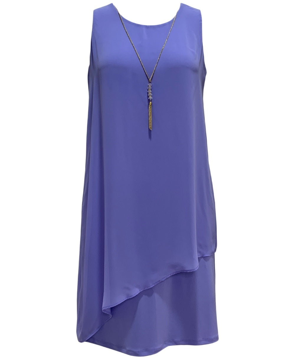 Vestido justo feminino JM Collection com sobreposição de colar de íris, roxo, tamanho grande