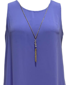 Vestido justo feminino JM Collection com sobreposição de colar de íris, roxo, tamanho grande